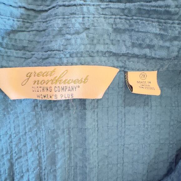 Great Northwest Blue Button Down Women's Blouse 2X - Picture 7 of 7